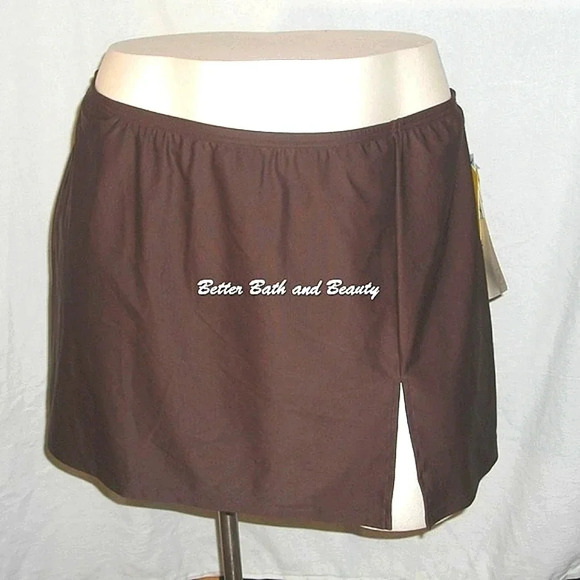 A Shore Fit Plus Size Swim Suit Skirt‎ 24W Brown - Picture 1 of 3